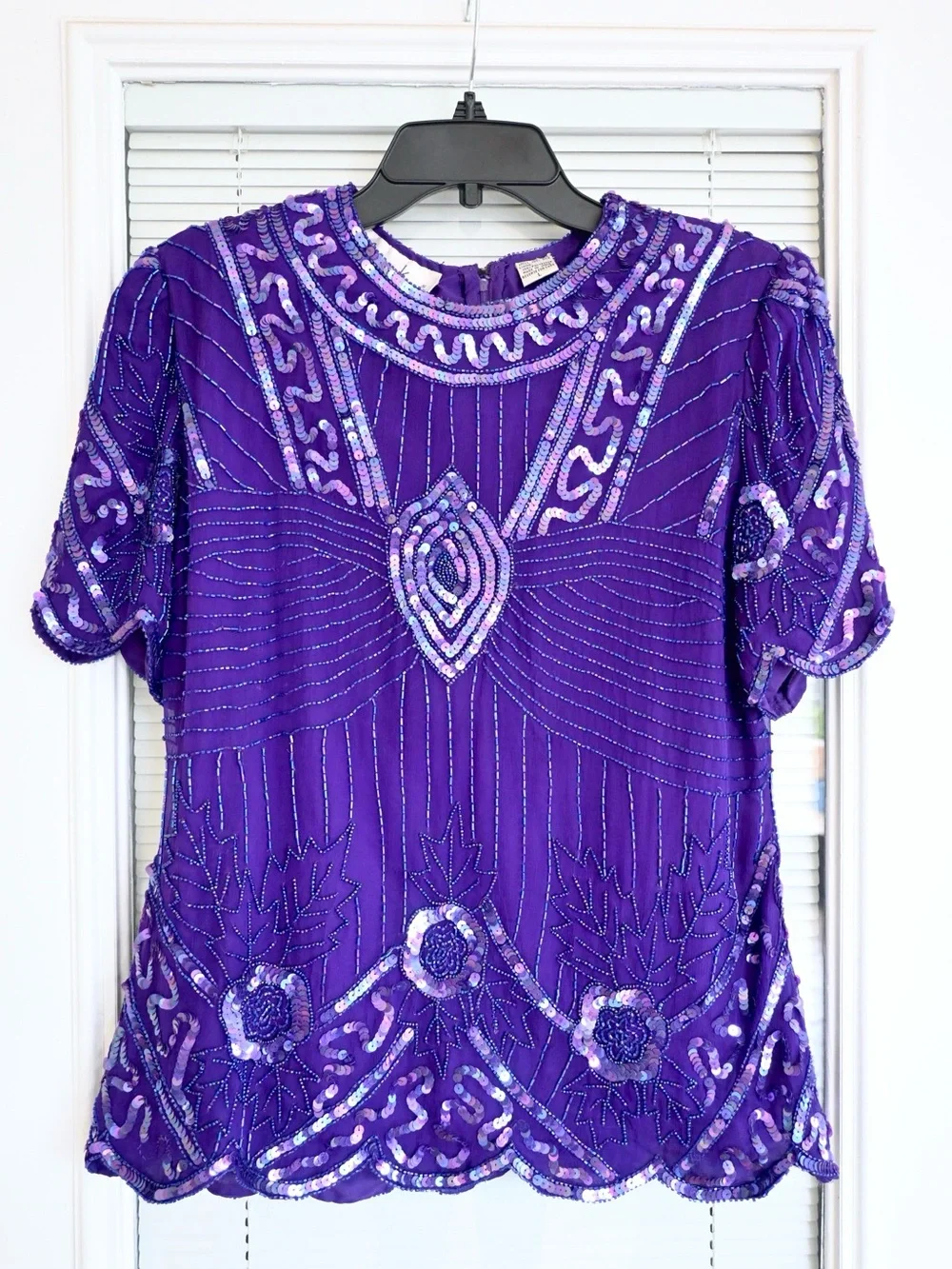 Laurence Kazar Purple Beaded Midi Dress - Picture 2 of 6